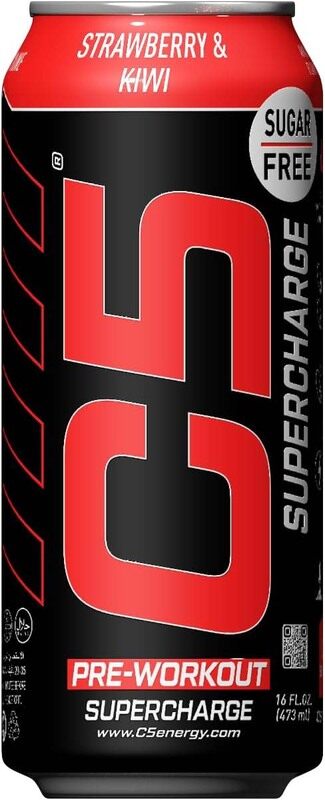 

C5 Energy Supercharge Pre-Workout Energy Drink, Sugar Free, 473ml, Strawberry & Kiwi