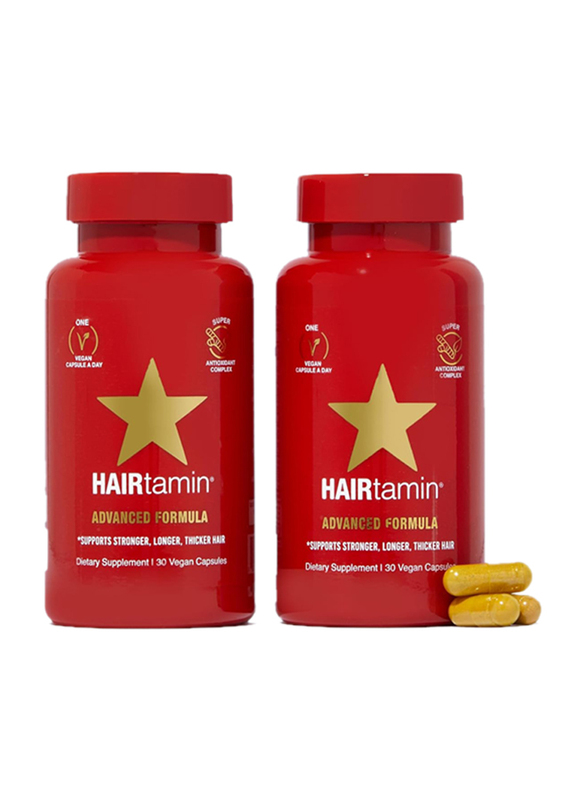 Hairtamin Gluten Free Hair Growth Biotin Vitamins, 2 x 30 Capsules