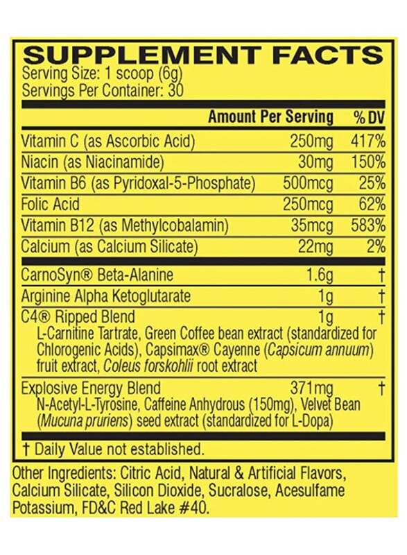 Cellucor C4 Ripped Explosive Pre-Workout Powder, 30 Servings, Tropical Punch