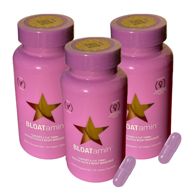 Migilan Bloatamin Vegan Synergistic Blend Bloating Relief Supplement, 3 x 30 Vegan Capsules