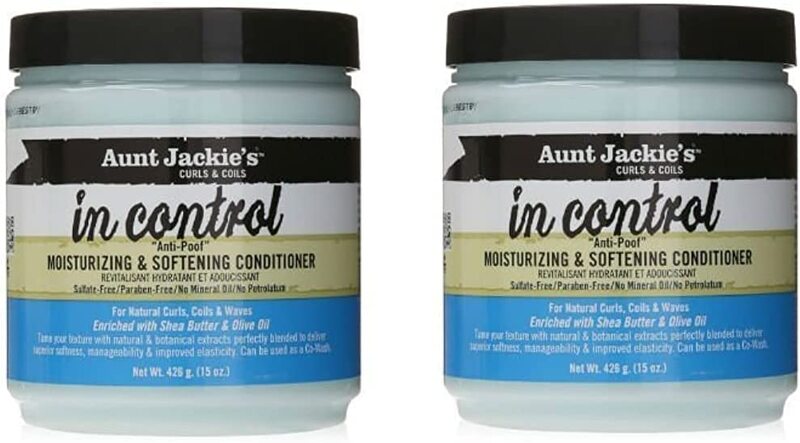 Aunt Jackie's In Control Anti-Poof Moisturizing & Softening Conditioner for Dry Hair, 2 x 15oz