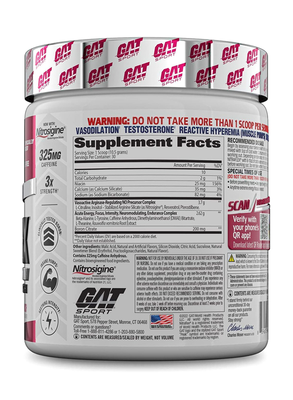 GAT Sport Nitraflex Supplement, 30 Servings, 312gm, Fruit Punch