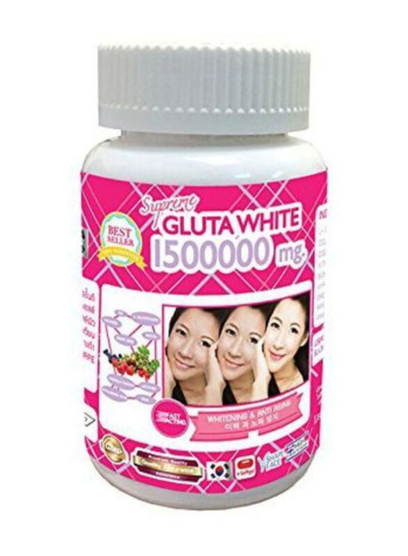 

Supreme Gluta White Glutathione Skin Brightening, 1500000mg, 30 Capsules