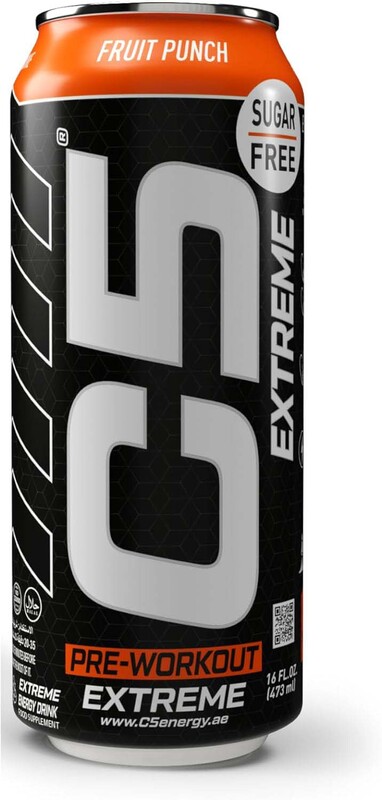 C5 Energy Extreme Pre-Workout Energy Drink, Sugar Free, 12 x 473ml, Fruit Punch