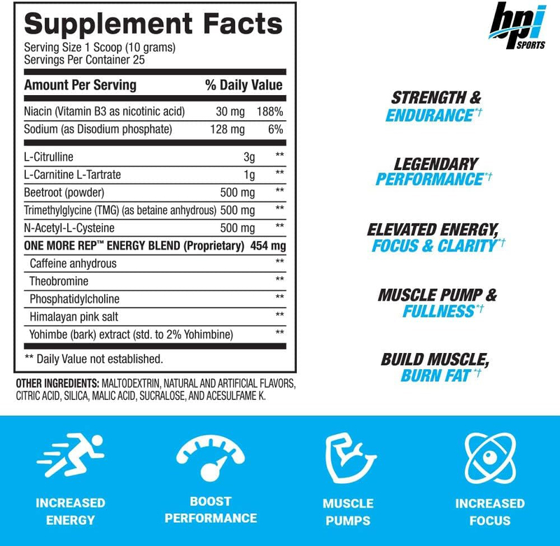 BPI Sports One More Rep, 25 Servings, Fruit Punch