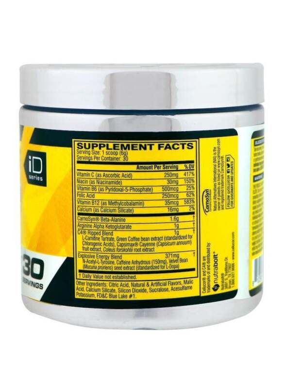 Cellucor C4 Ripped Explosive Pre-Workout Powder, 180g, Ice Blue Razz