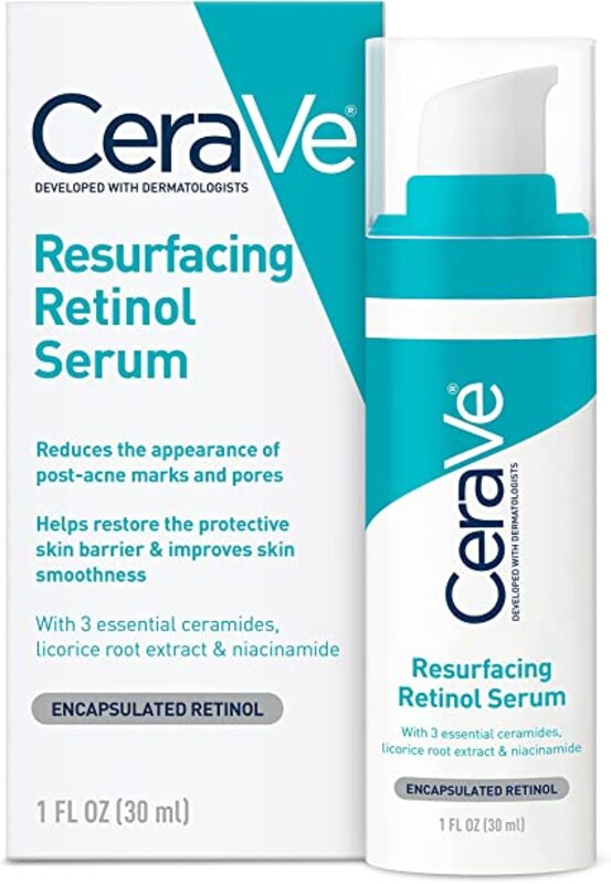 CeraVe Retino Serum for Post-Acne Marks and Skin Texture Pore Refining, Resurfacing, Brightening Facial Serum with Retino and Niacinamide.