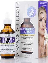 Advanced Clinicals Hyaluronic Acid Face Serum Anti Aging Face Serum Instant Skin Hydrator Plump Fine Lines Wrinkle Reduction 1.75 Ounce Multi