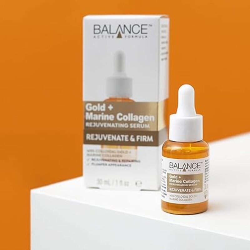 Balance Active Formula Gold and Marine Collagen Rejuvenating Serum (30ml) - Light-Weight and Non-Greasy. Rejuvenating and Repairing. Plumper Appearance.