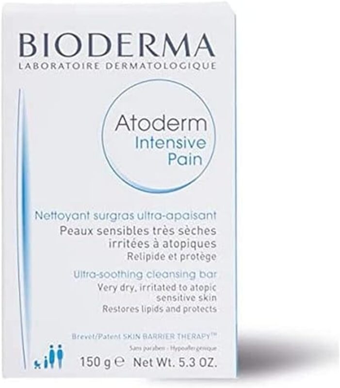 Bioderma Atoderm Intensive Pain Ultra-Soothing Cleansing Bar for Very Dry to Atopic Skin, 150g