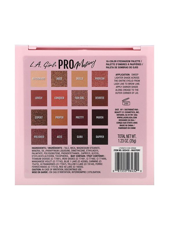 L.A. Girl PRO Mastery Eyeshadow Palette, 35gm, Multicolour