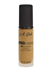 L.A. Girl HD Pro Matte Foundation, 30ml, 677 Soft Honey, Beige