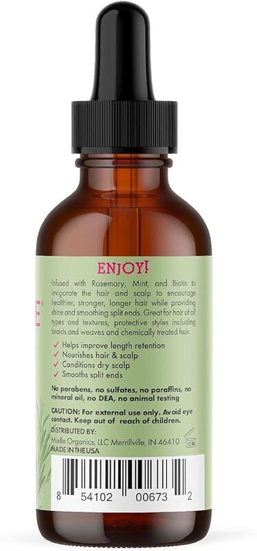 Mielle Organics MIELLE - ROSEMARY MINT, SCALP & HAIR OIL, INFUSED W/BIOTIN & ENCOURGES GROWTH, For daily use, SCALP TREATMENT, SPLIT END CARE & SCALP &STRENGTHENING OIL