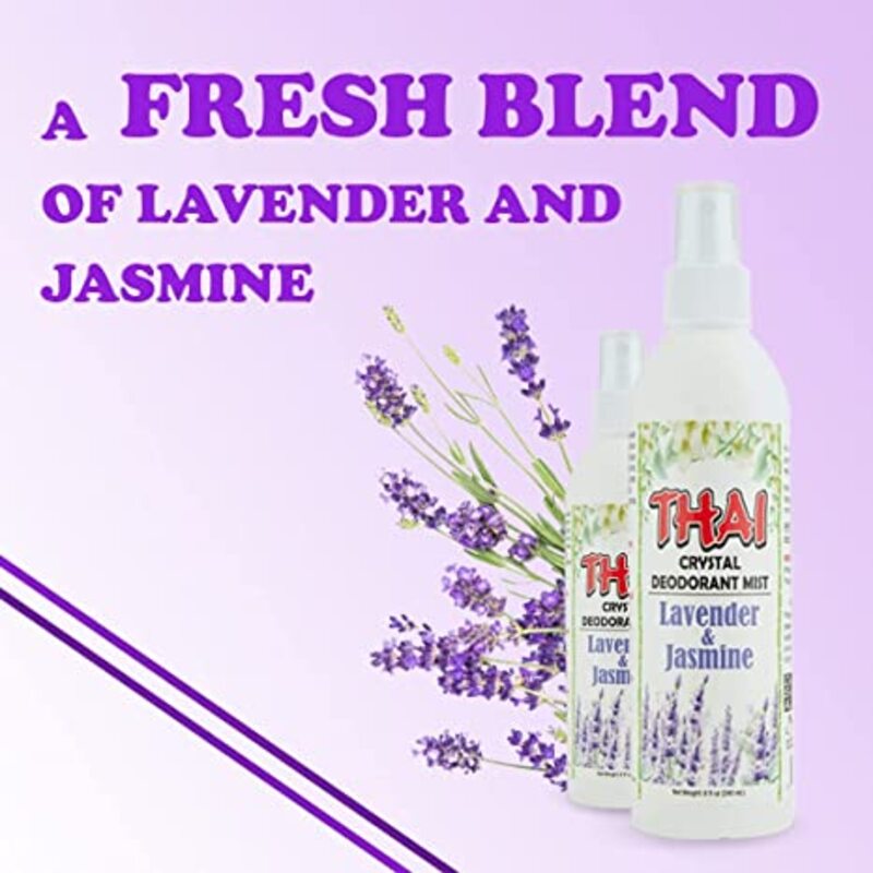 THAI CRYSTAL DEODORANT MIST SPRAY, 8 FLOZ LAVENDER & JASMINE SCENTED