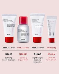 COSRX 4 Step Mild Acne Treament for Prone Skin TSA Approved Travel Size, Gift Set, Trial Cleanser, Toner, Spot Cream, Moisturizer