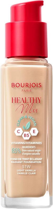 Bourjois - Healthy Mix Clean Foundation, Ton 051W, Light Vanilla 30Ml