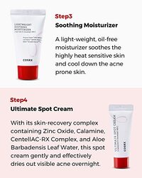 COSRX 4 Step Mild Acne Treament for Prone Skin TSA Approved Travel Size, Gift Set, Trial Cleanser, Toner, Spot Cream, Moisturizer