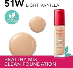 Bourjois - Healthy Mix Clean Foundation, Ton 051W, Light Vanilla 30Ml