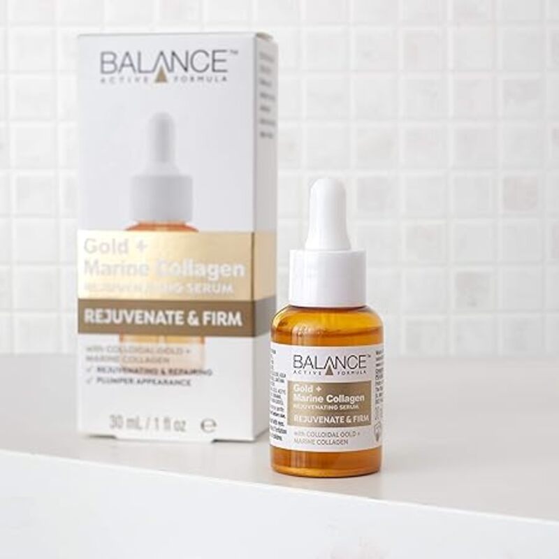 Balance Active Formula Gold and Marine Collagen Rejuvenating Serum (30ml) - Light-Weight and Non-Greasy. Rejuvenating and Repairing. Plumper Appearance.