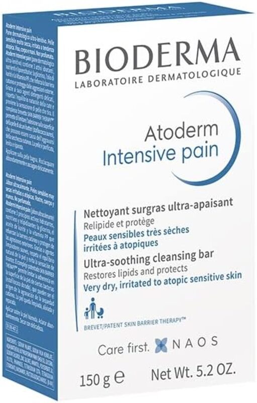 Bioderma Atoderm Intensive Pain Ultra-Soothing Cleansing Bar for Very Dry to Atopic Skin, 150g