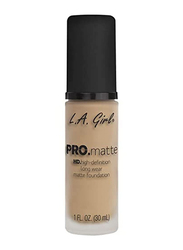 L.A Girl Pro Matte HD High Defination Long Wear Foundation, 30ml, Nude, Beige