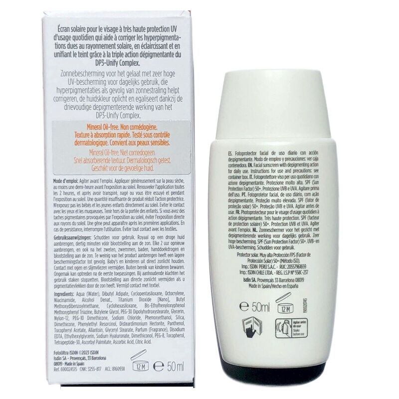 ISDIN FotoUltra100 ACTIVE UNIFY Sunscreen SPF50+ Fusion Fluid, 50ml (1.69oz)