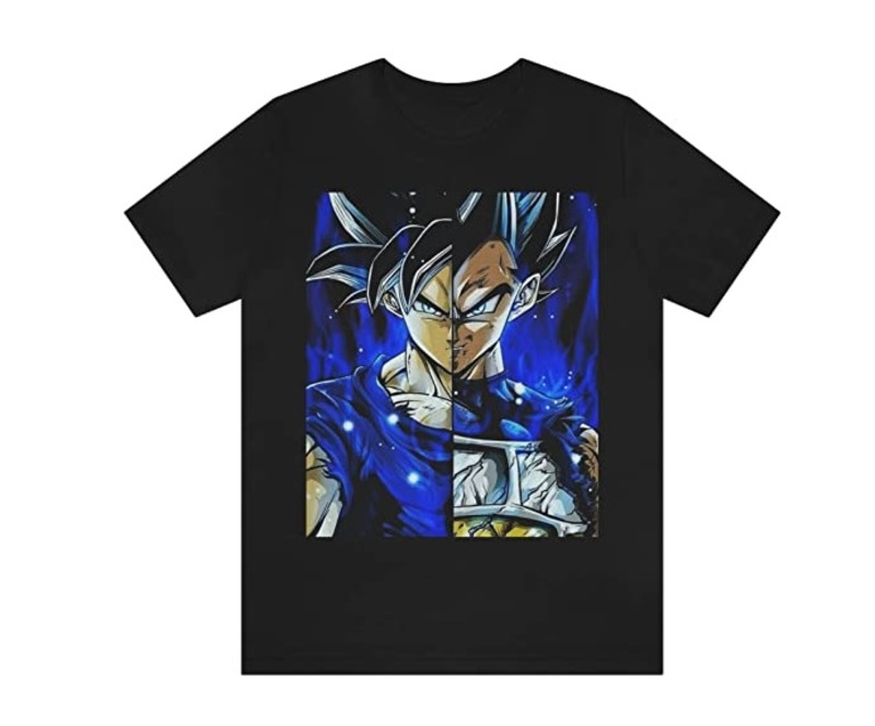 USO Trading Gouku Dragon Ex Vegeta Cartoon Japanese Design Birthday Gift T-shirt for Unisex, XS, Blue