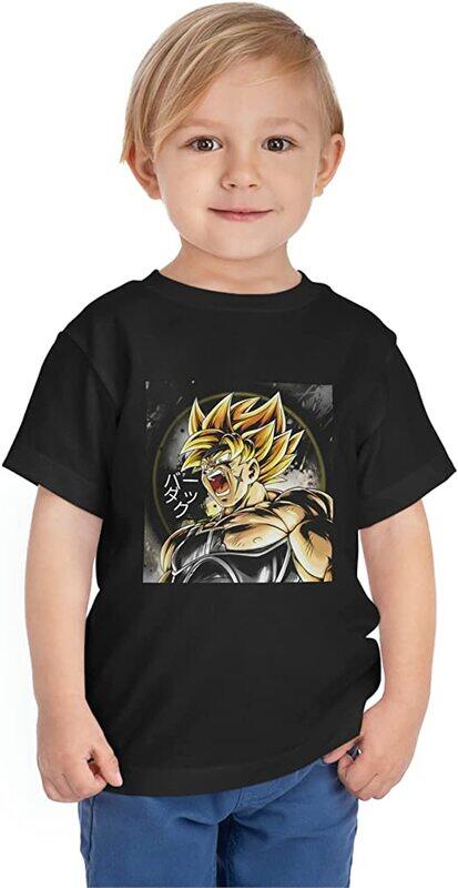 

USO Trading Gouku Gold Hair Japanese Cartoon Design Birthday Gift T-shirt for Kids Unisex, XL, Black