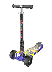 TechPlus 3 Wheel Mini Adjustable Kick Big Scooter with LED Light Up Wheels, Multicolour