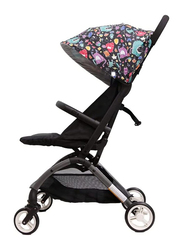 TechPlus Autofold Portable Baby Travel Gear Stroller with MultiReclining Compact Push Chair, Black/Multicolour