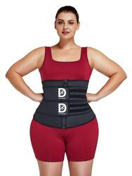 Double Strap Waist Trainer, Black, X-Small