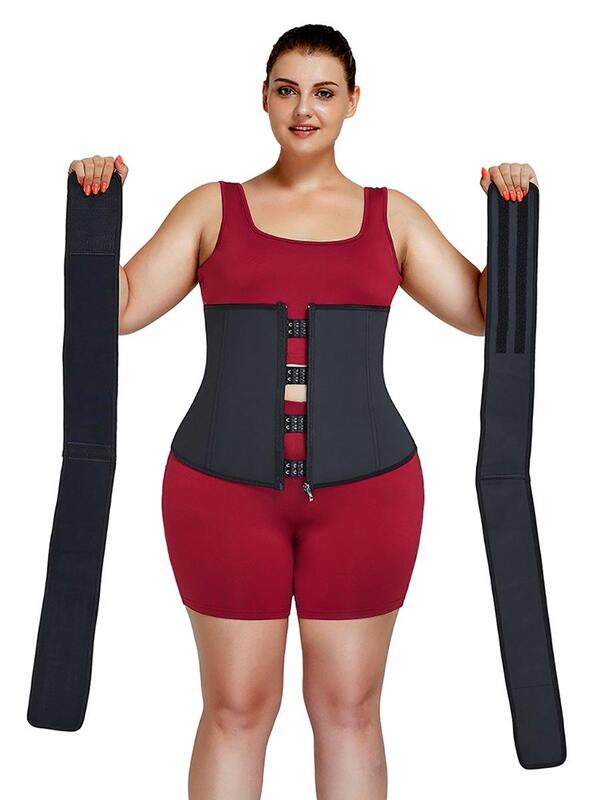Double Strap Waist Trainer, Black, Small