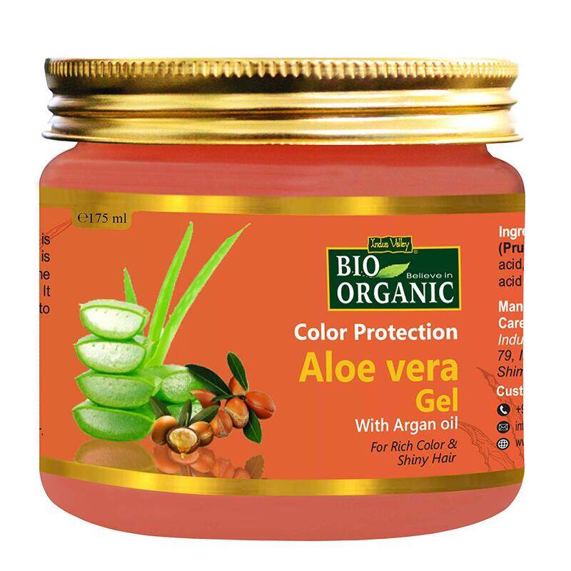 

Indus Valley Bio Organic Halal Hair Colour Protection Aloe Vera Gel with Argan Oil For Rich Colour Shiny Hair, 175ml