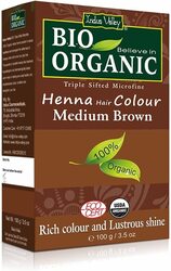 Indus Valley Bio Organic Halal Certified 100% Natural Chemical Free Henna Hair Colour, Medium Brown