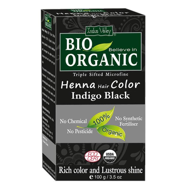 Indus Valley Bio Organic Halal Certified 100% Natural Chemical Free Henna Hair Colour, Indigo Black