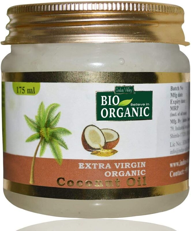 Indus Valley Bio Organic 100% Extra Virgin Halal Certified Coconut Oil for Hair Body Massage Pure Unrefined Coconut Oil, 175ml
