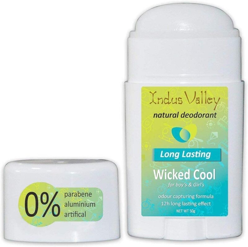 Indus Valley 100% organic Halal Certified Wicked Cool Antiperspirant Body Deo Stick Unisex, 50gm