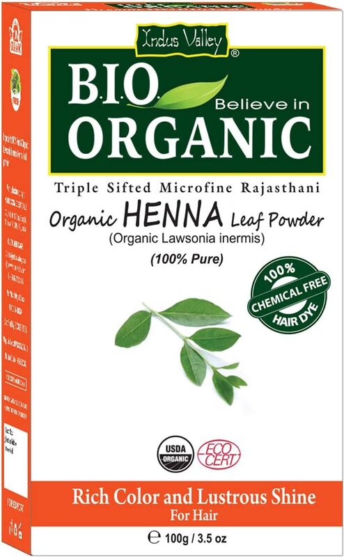 Indus Valley Bio Organic Halal Certified 100% Natural Chemical Free Henna Leaf Powder, Brown