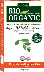Indus Valley Bio Organic Halal Certified 100% Natural Chemical Free Henna Leaf Powder, Brown