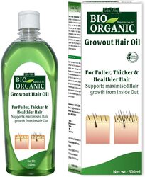 Indus Valley 100% Organic Halal Certified Growout Hair Oil for Growth of Hair Reduce Hair Fall, 500ml