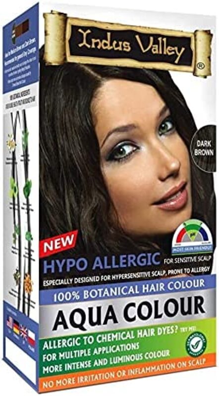 Indus Valley Hypo Allergic Aqua Halal Hair Colour, Dark Brown