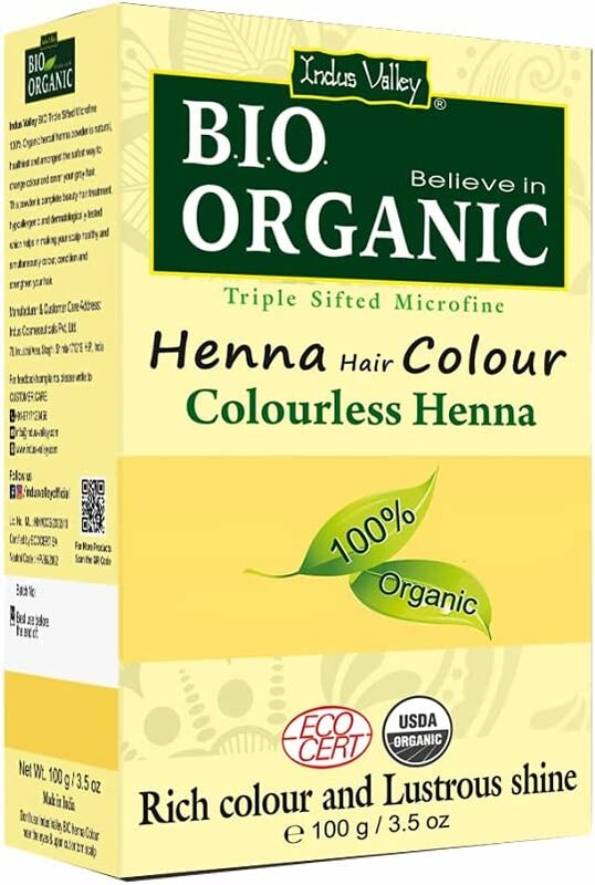 Indus Valley Bio Organic Halal Certified 100% Natural Chemical Free Henna Hair Colour, Colourless