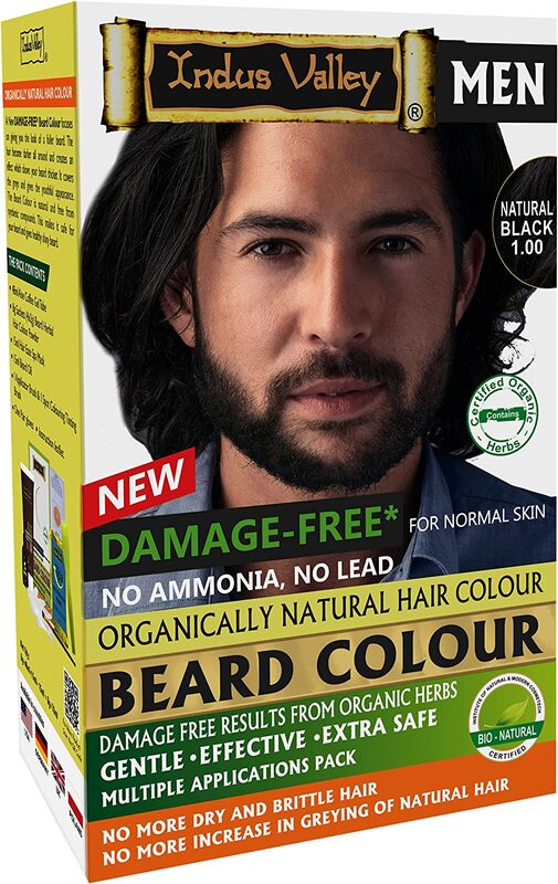 Indus Valley Natural Damage Free Black Beard Hair Colour, Black