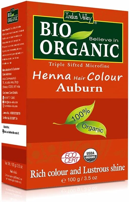 Indus Valley Bio Organic Halal Certified 100% Natural Chemical Free Henna Hair Colour, Auburn