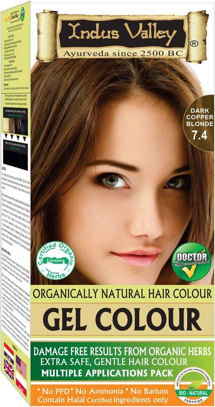 Indus Valley Natural Organic Halal Damage Free Gel Hair Colour for Grey Coverage Hair, Dark Copper Blonde