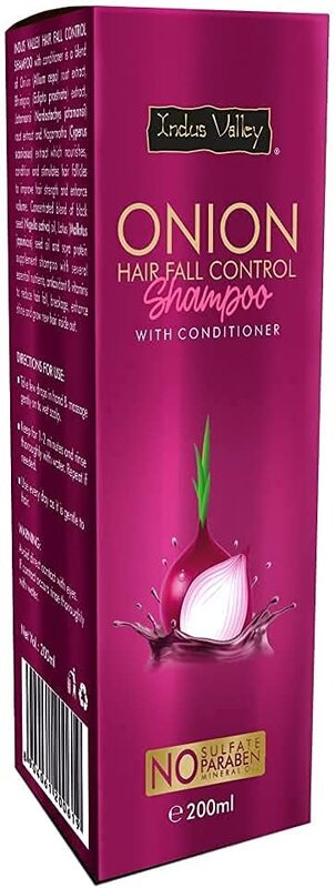 IIndus Valley Halal Certified 100% Organic Onion Shampoo with Conditioner Best Defence for Hair Fall with No Paraben and Sulfate, 200ml