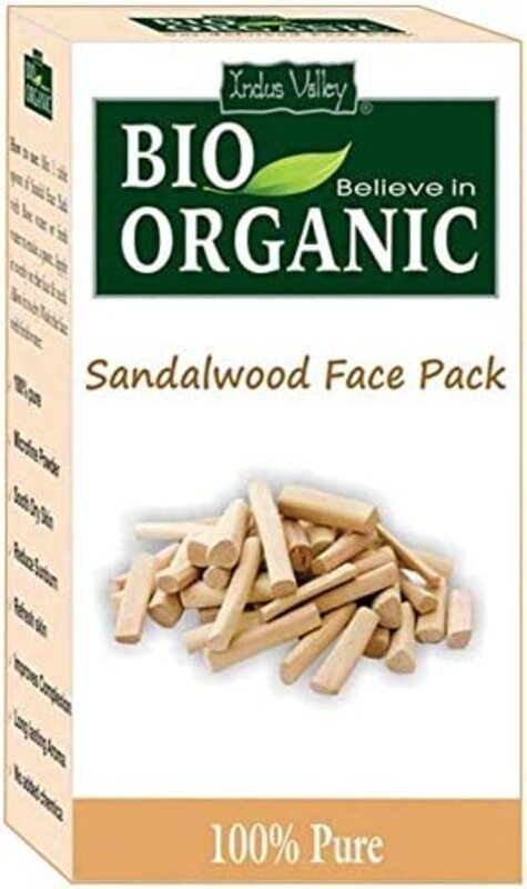 Indus Valley Bio Organic 100% Natural Halal Certified Sandalwood Powder Face Pack Skin Treatment, 100gm
