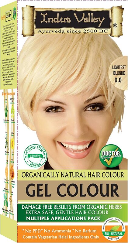 Indus Valley Natural Organic Halal Damage Free Gel Hair Colour for Grey Coverage Hair, Lightest Blonde