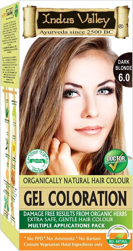 Indus Valley Natural Organic Halal Damage Free Gel Hair Colour for Grey Coverage Hair, Dark Blonde
