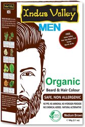 Indus Valley Organic Men Beard Mustache Hair Colour, Medium Brown